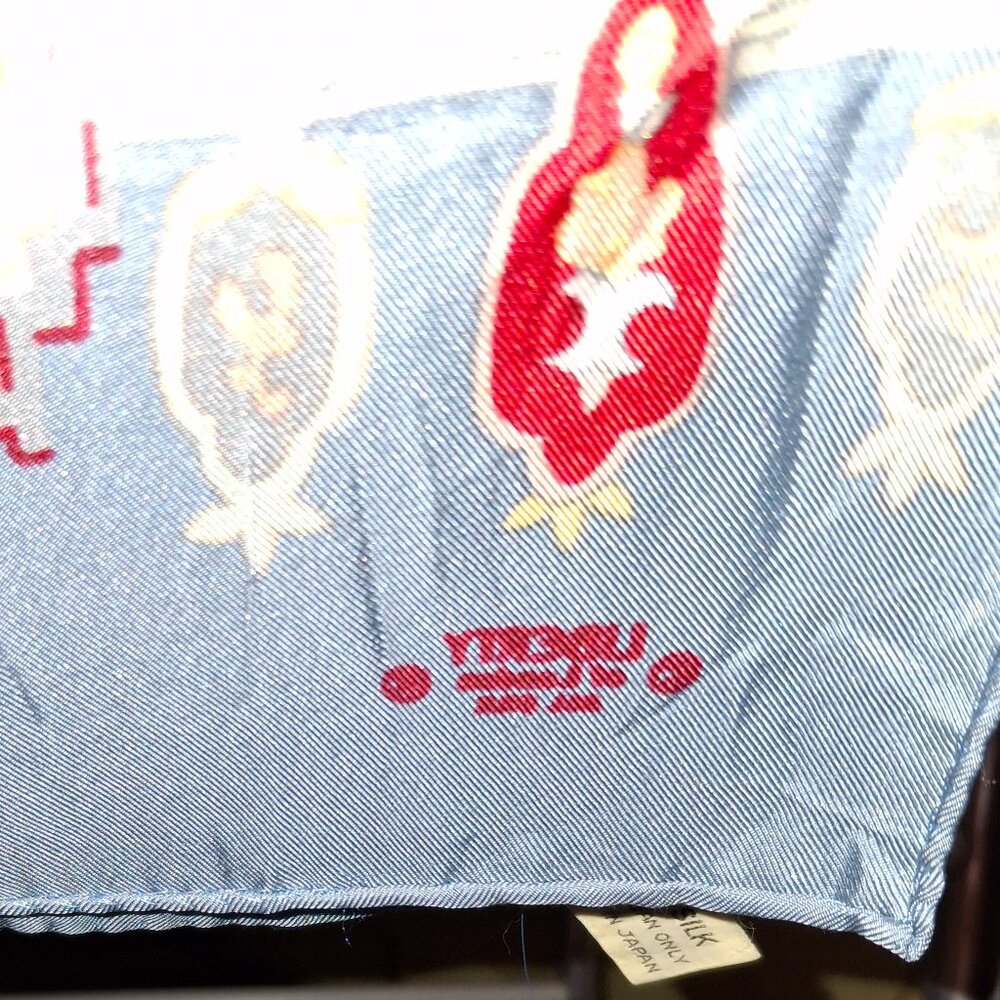 Liberty Square Cotton & Oblong 52"L x11.5 W Silk Scarf/Blue Stripe  Cotton Sq - Picture 10 of 11